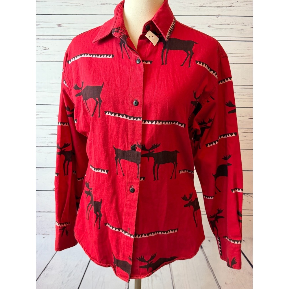 Rancho Deluxe Western shirt R D Small Womens Vintage Aztec Cowgirl Red Moose USA